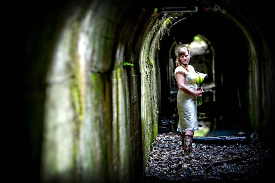 bride in tunnel