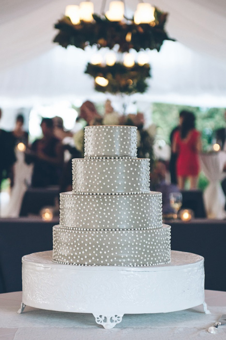 grey swiss dot wedding cake