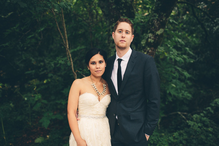 Bride and groom portrait in Muir Woods