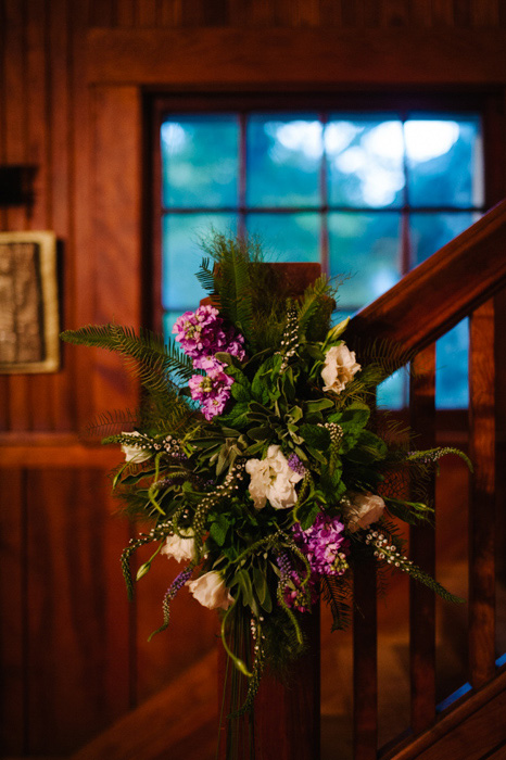 floral decoration on staircase