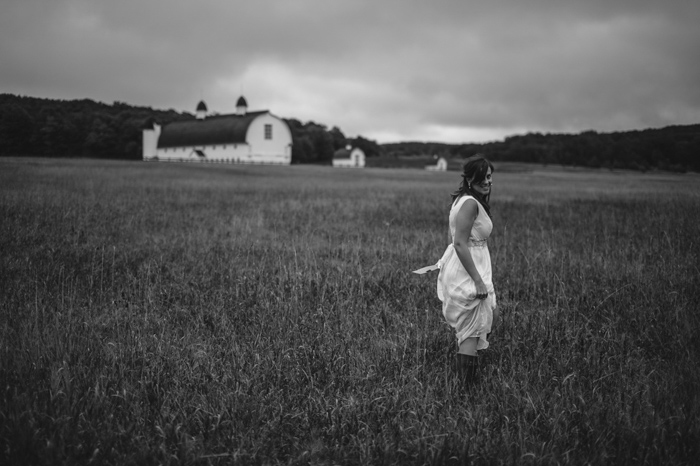 bride in farmer's field