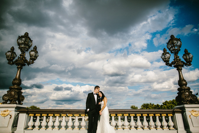 wedding portrait on Paris bridge