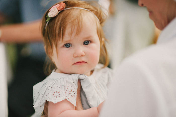 cute baby at wedding reception