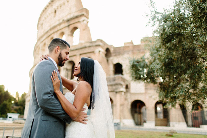 wedding portrait outside coliseum 