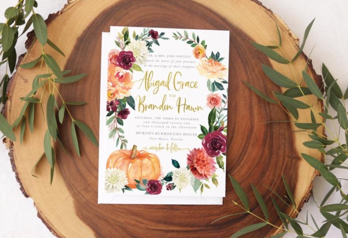 fall wedding invitation etsy 